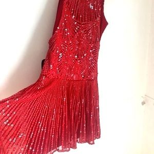 Red Sequin Holiday Party DRESS-Flapper Style-size4